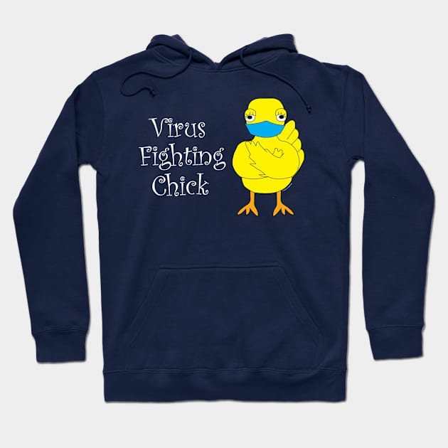 Virus Fighting Chick Side White Text Hoodie by Barthol Graphics